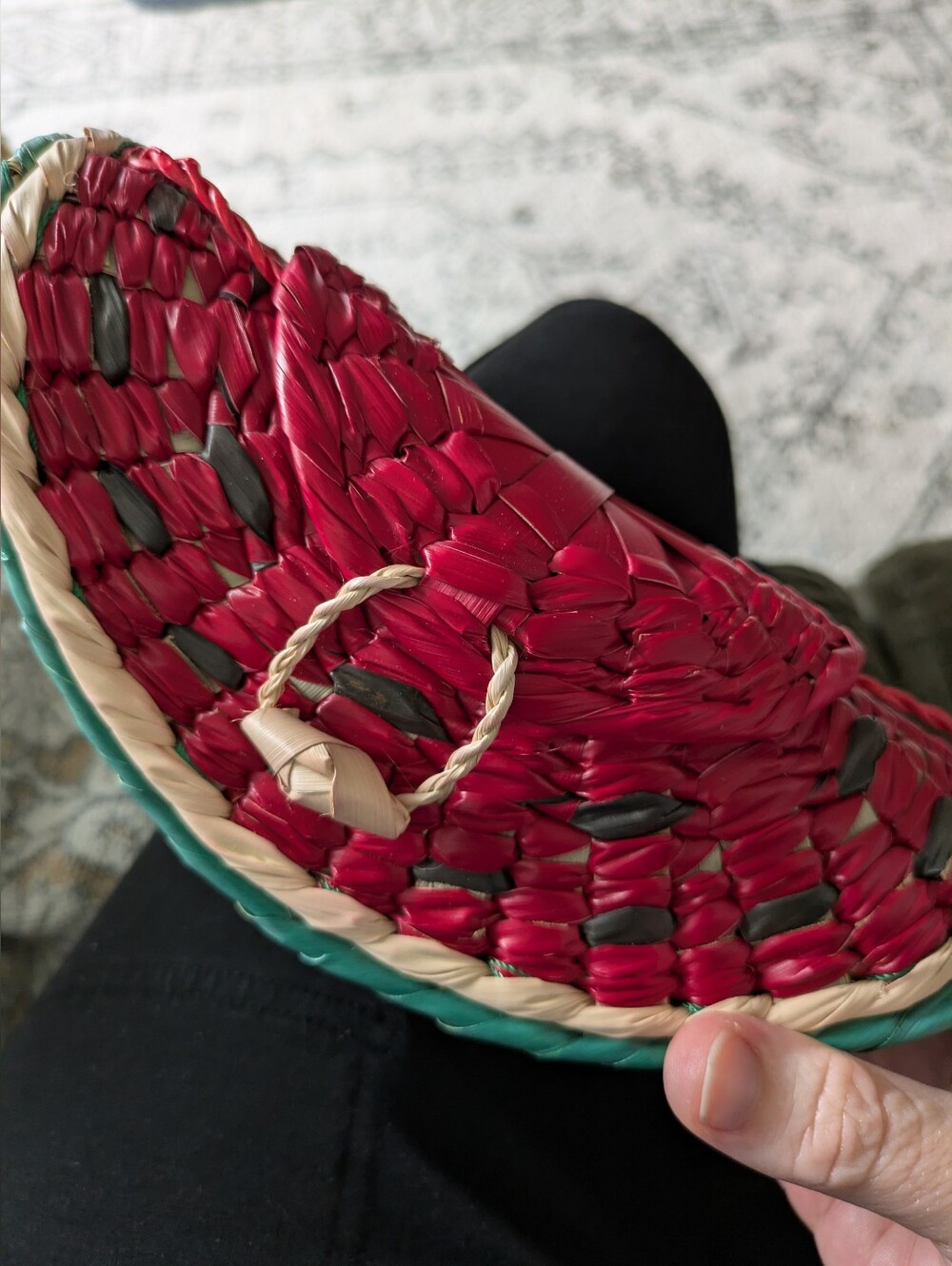 Handwoven Watermelon Straw Clutch